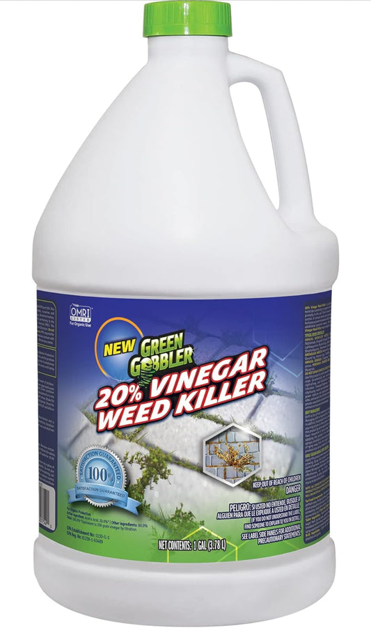 Green Gobbler 20% vinagre herbicida y hierba | Natural y orgánico | 1 galón | Herbicida libre de glifosato