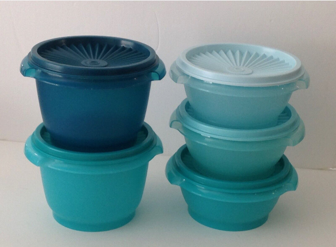 Tupperware Heritage 5 cuencos Contenedor de almacenamiento de alimentos de plástico Juego de 10 piezas Verde