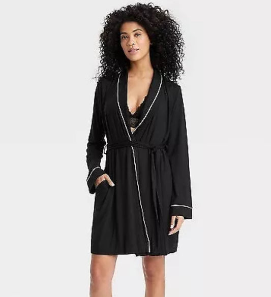 Bata para mujer bellamente suave - estrellas por encima negro M/L