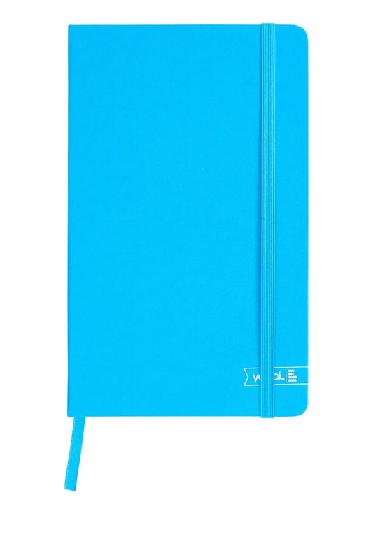 Yoobi Blue Journal | Cuaderno de tapa dura duradero con cierre elástico | Reglado por la universidad, 80 hojas forradas | Perfecto para escritura, escuela, trabajo, listas | Usted compra, Yoobi da | 5,2" x 8,5"