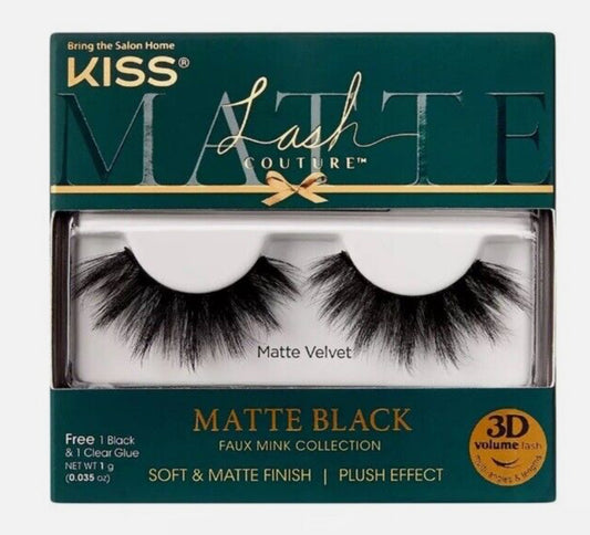 Pestañas de visón sintético volumen 3D negro mate Kiss Lash Couture-