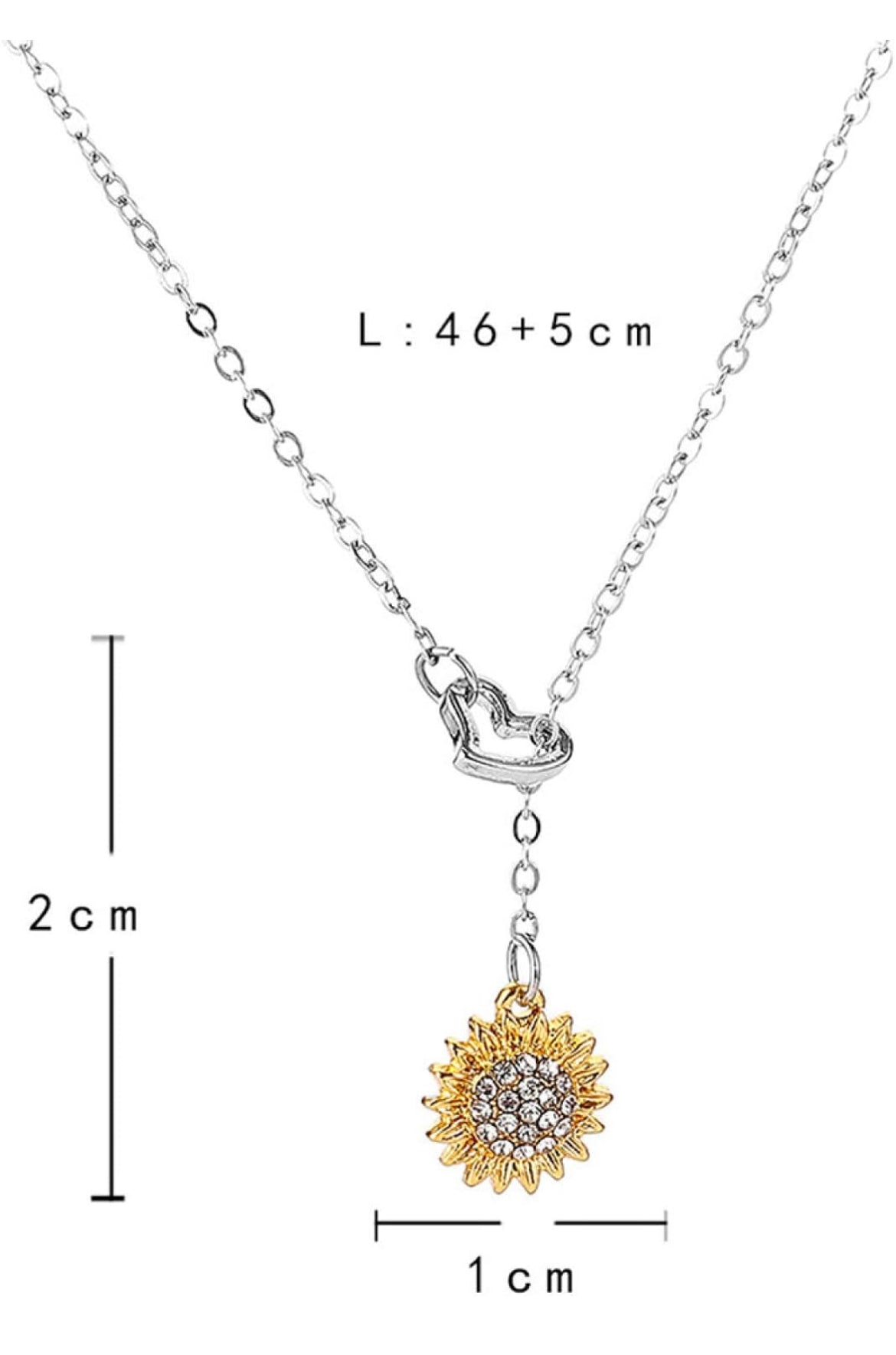 Collar de cadena para mujeres y niñas, mujer, con dije de corazón de girasol, diamantes de imitación, cadena de clavícula, collar con colgante de joyería para regalo del día de San Valentín, regalo de cumpleaños, Metal, No es una piedra preciosa