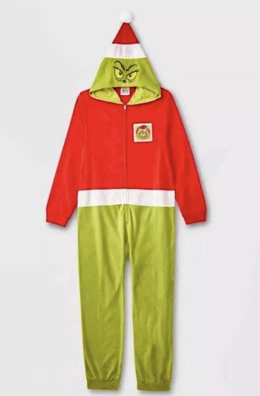 Dr. Seuss The Grinch Pijamas de una pieza Traje de unión Niño Niña Disfraz de Navidad Talla M (8)