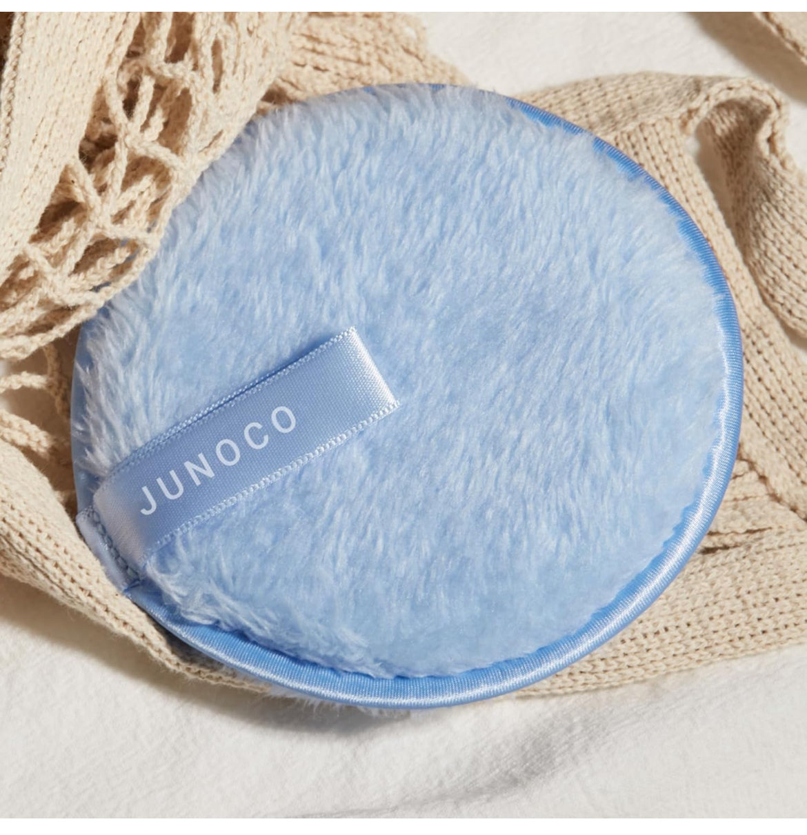 JUNO & Co. Almohadilla removedor de maquillaje reutilizable, almohadilla de limpieza facial lavable azul