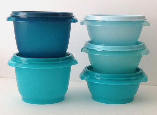 Tupperware Heritage 5 cuencos Contenedor de almacenamiento de alimentos de plástico Juego de 10 piezas Verde