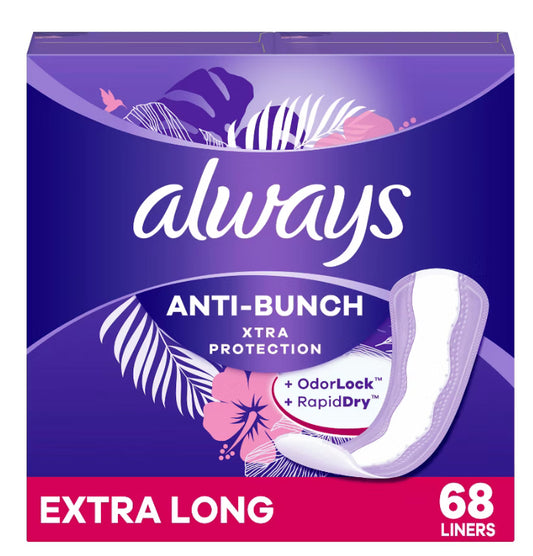 Toallas sanitarias-Revestimientos de protección Xtra Always Anti-Bunch- Longitud Extra-Largo- 68 pcs