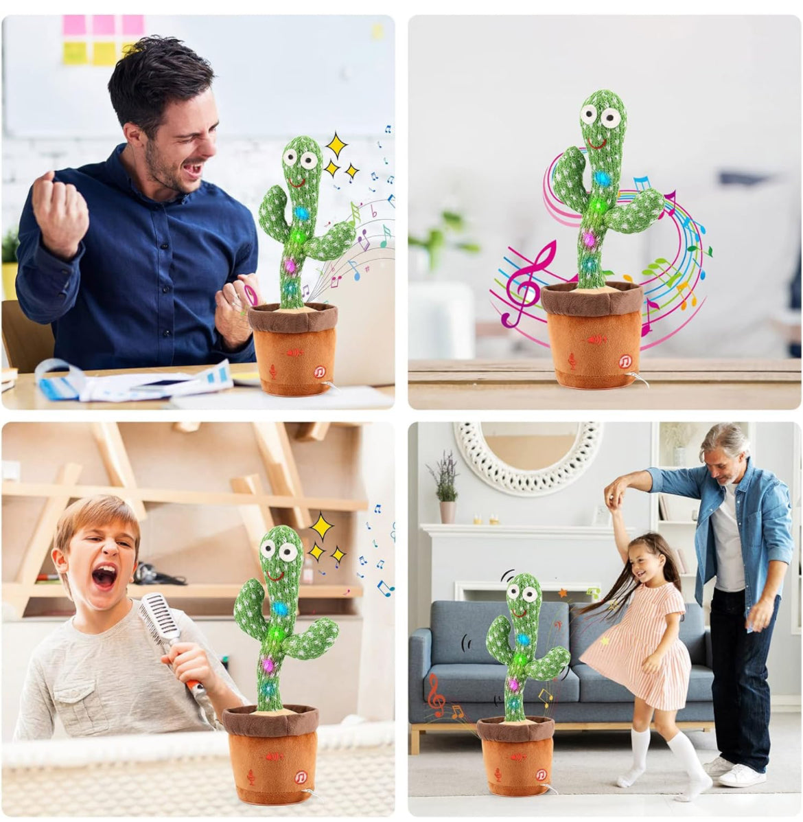 Cactus bailarín con volumen ajustable, juguete de cactus que habla, emite luces brillantes y coloridas, repite lo que dices, canta 120 canciones,juguetes electrónicos de felpa suave, divertidos y creativos juguete para bebés y niños