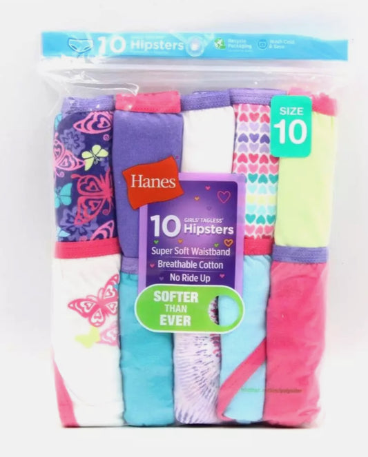Hanes niñas hipsters 10piezas - Talla 10