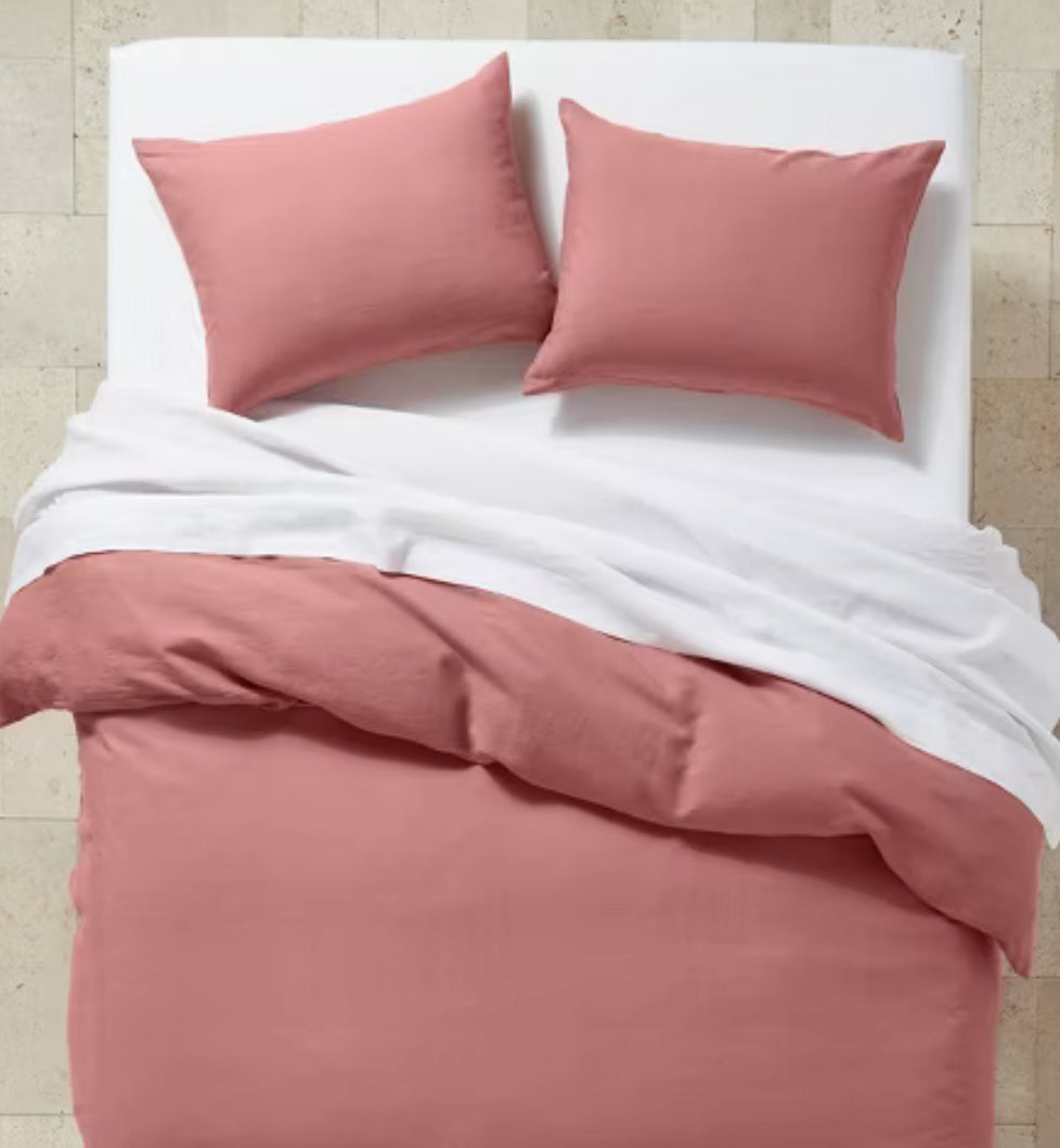 Juego de edredón y funda de lino - Casaluna™ para Duvet- tamaño King - color Rose