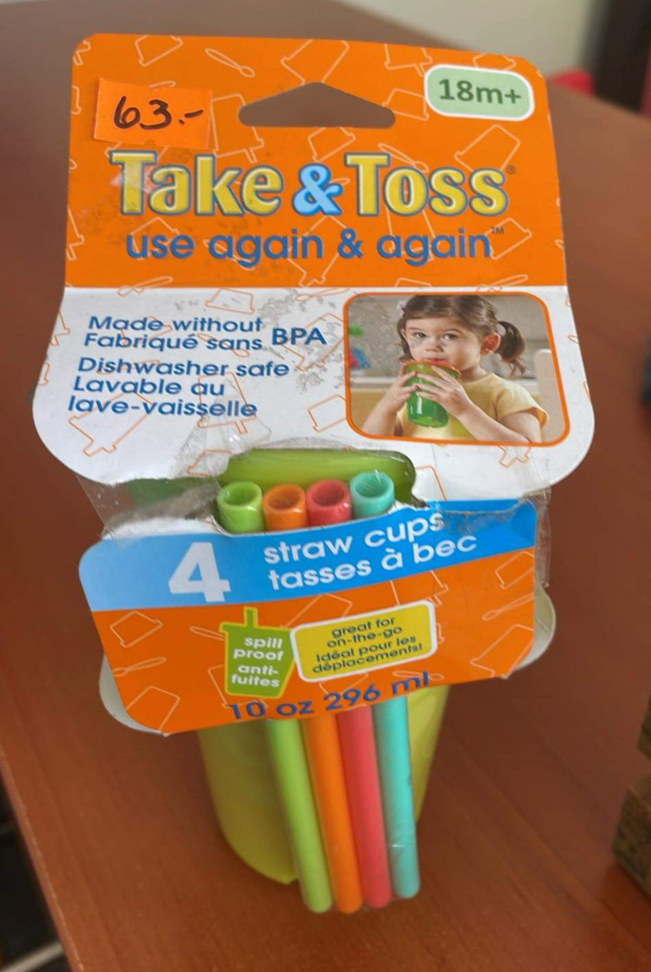 Take & Toss - Vaso con pajillas set de 4