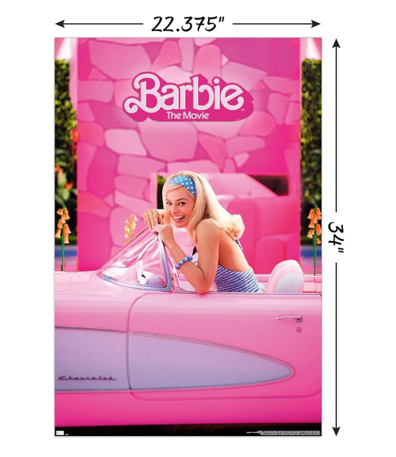 Trends International Mattel Barbie: The Movie - Póster de pared de coche de Barbie, 22.375 x 34 pulgadas, versión sin marco