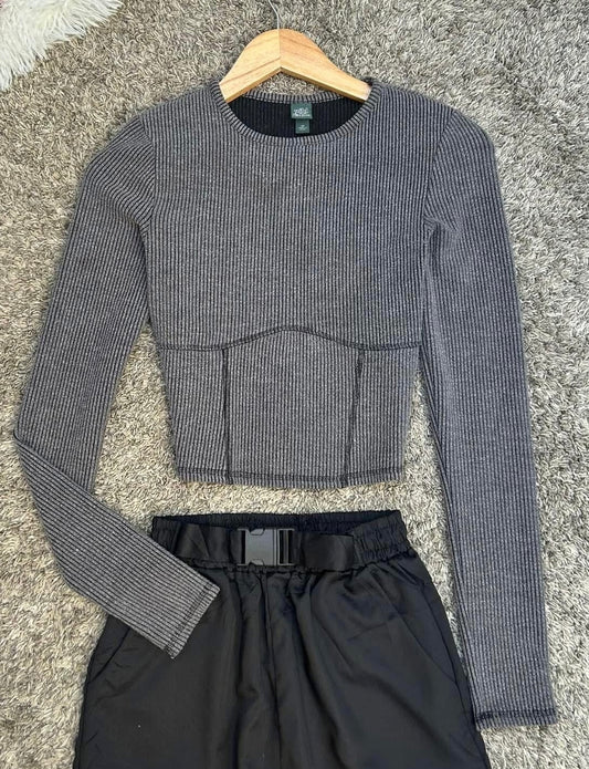 Blusa manga larga acanalada - wild fable - talla L