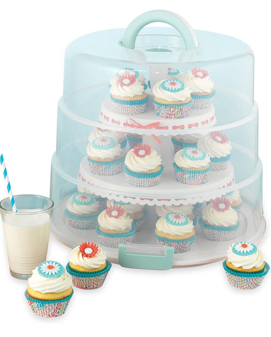 Campana para trasladar tortas pequeñas y cupcakes Sweet Creations, color blanco- Good Cooks