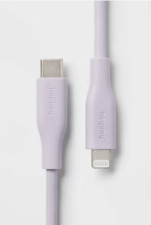 Cable redondo Lightning a USB-C de 10' - heyday™ Soft Purple