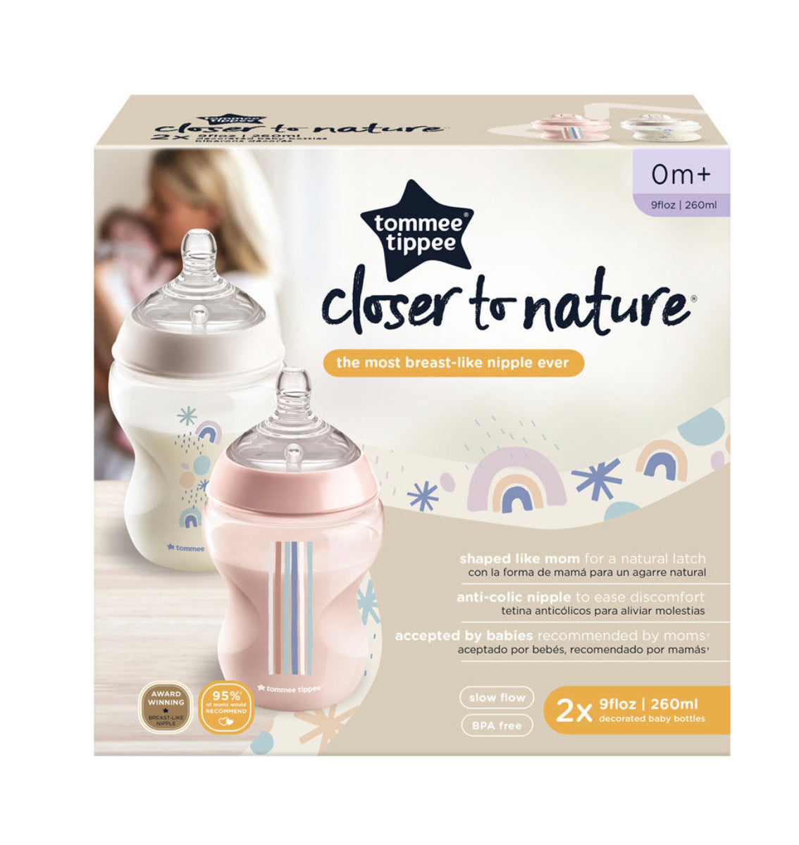 Tommee Tippee 2 pcs - rosa y blanco . 9 onz