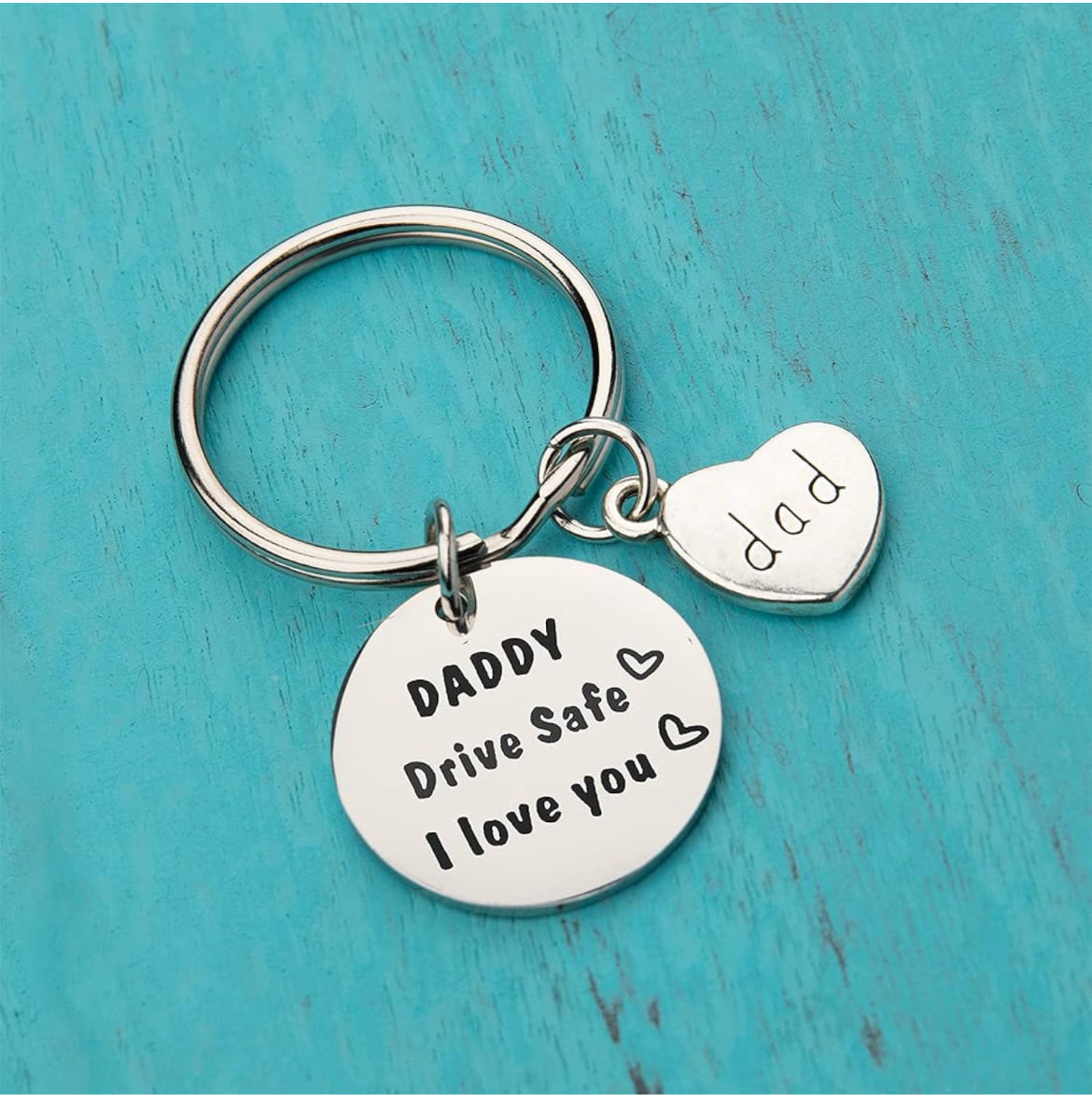 Llavero con texto en inglés "I Love You", regalo para papá, día del padre, regalo de cumpleaños, Plateado (sliver)