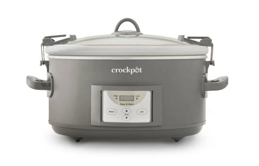 Crockpot- Cocina lenta programable para cocinar y llevar 7 cuartos de galón, gris