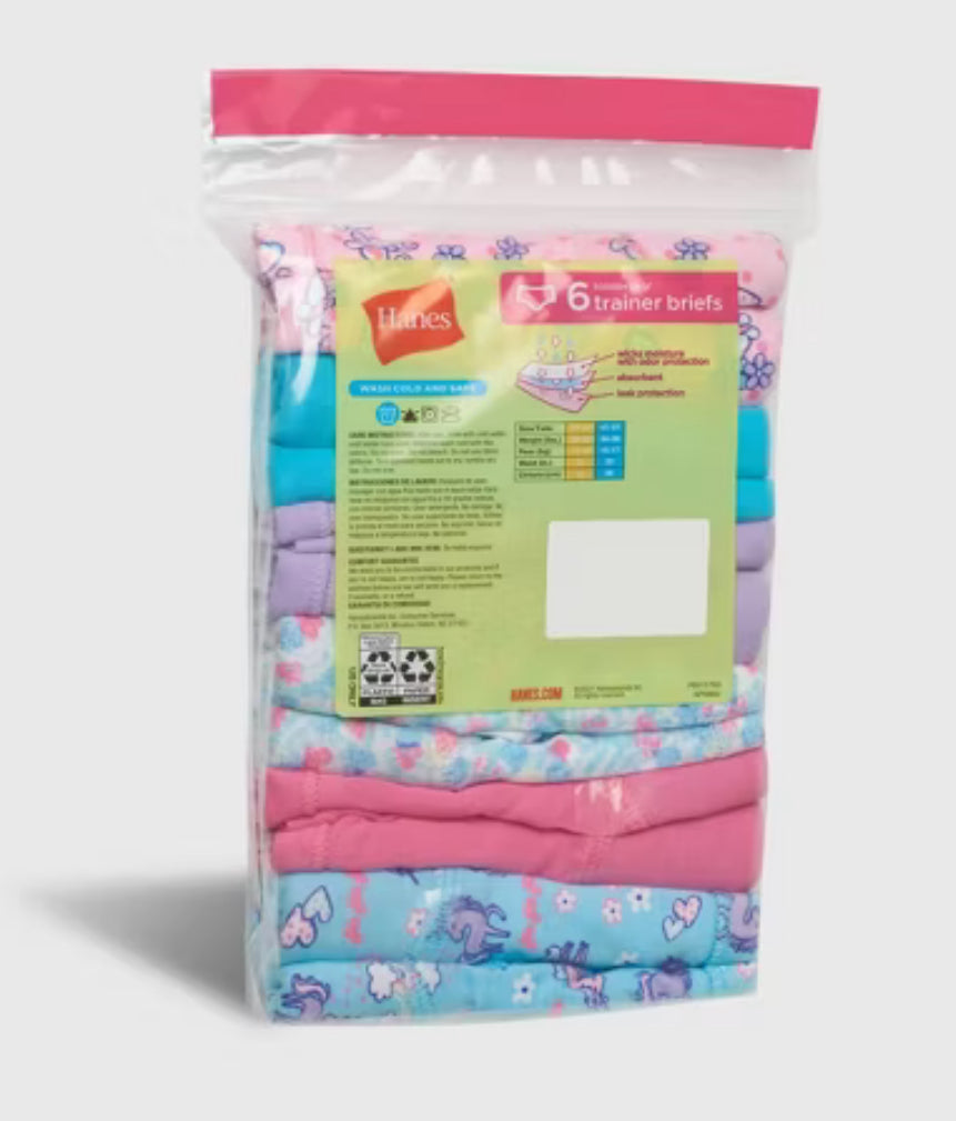 Paquete de 6 calzoncillos de entrenamiento para niñas pequeñas de Hanes - Los colores pueden variar- talla 4T/5T