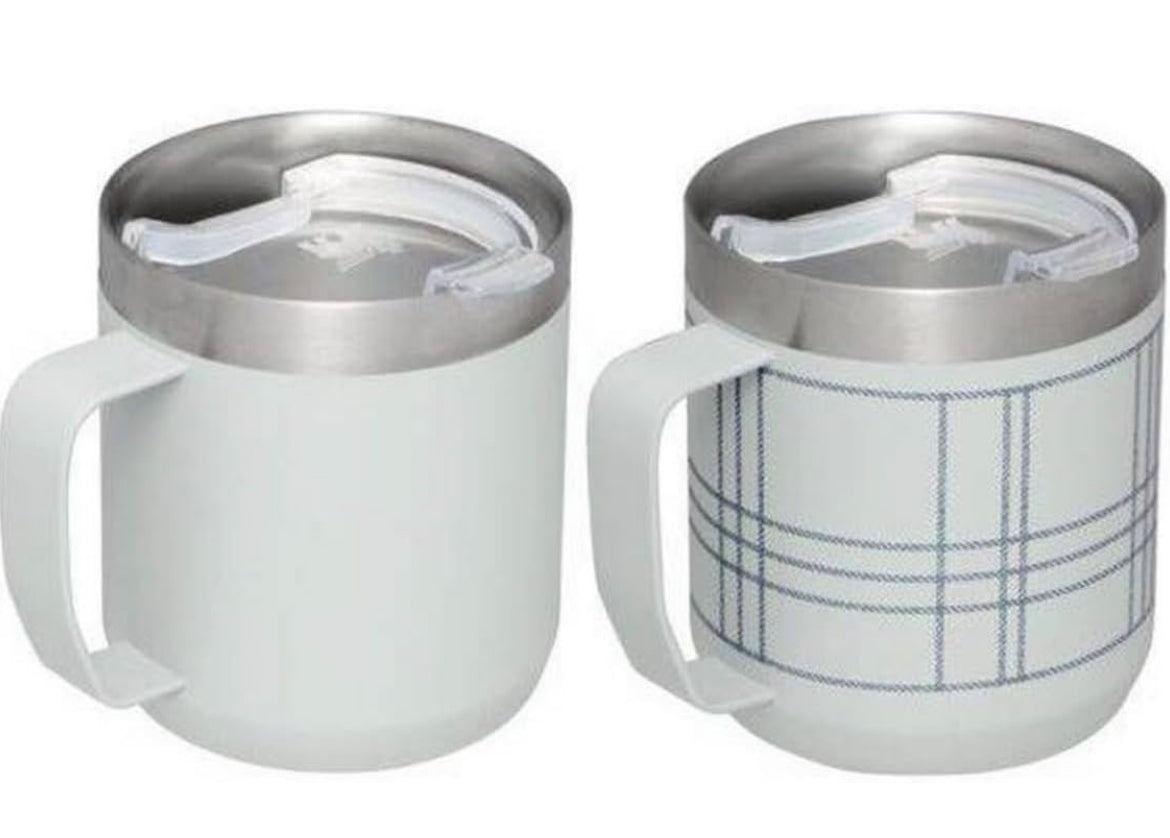 STANLEY Paquete de 2 tazas clásicas legendarias de acero inoxidable de 12 oz - Hearth & Hand™ con lámina de plata de magnolia