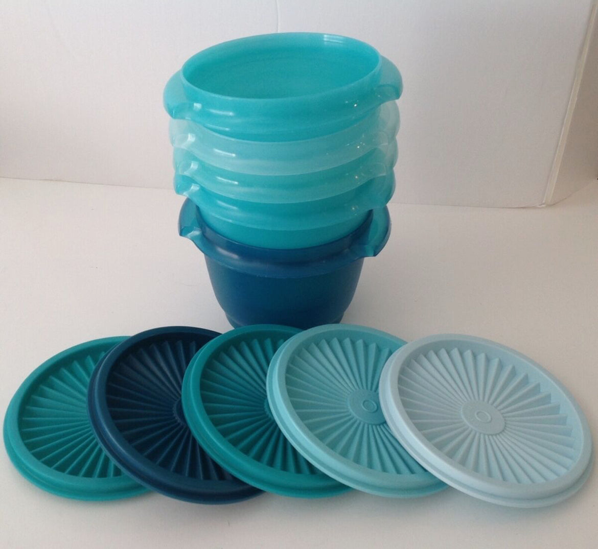 Tupperware Heritage 5 cuencos Contenedor de almacenamiento de alimentos de plástico Juego de 10 piezas Verde