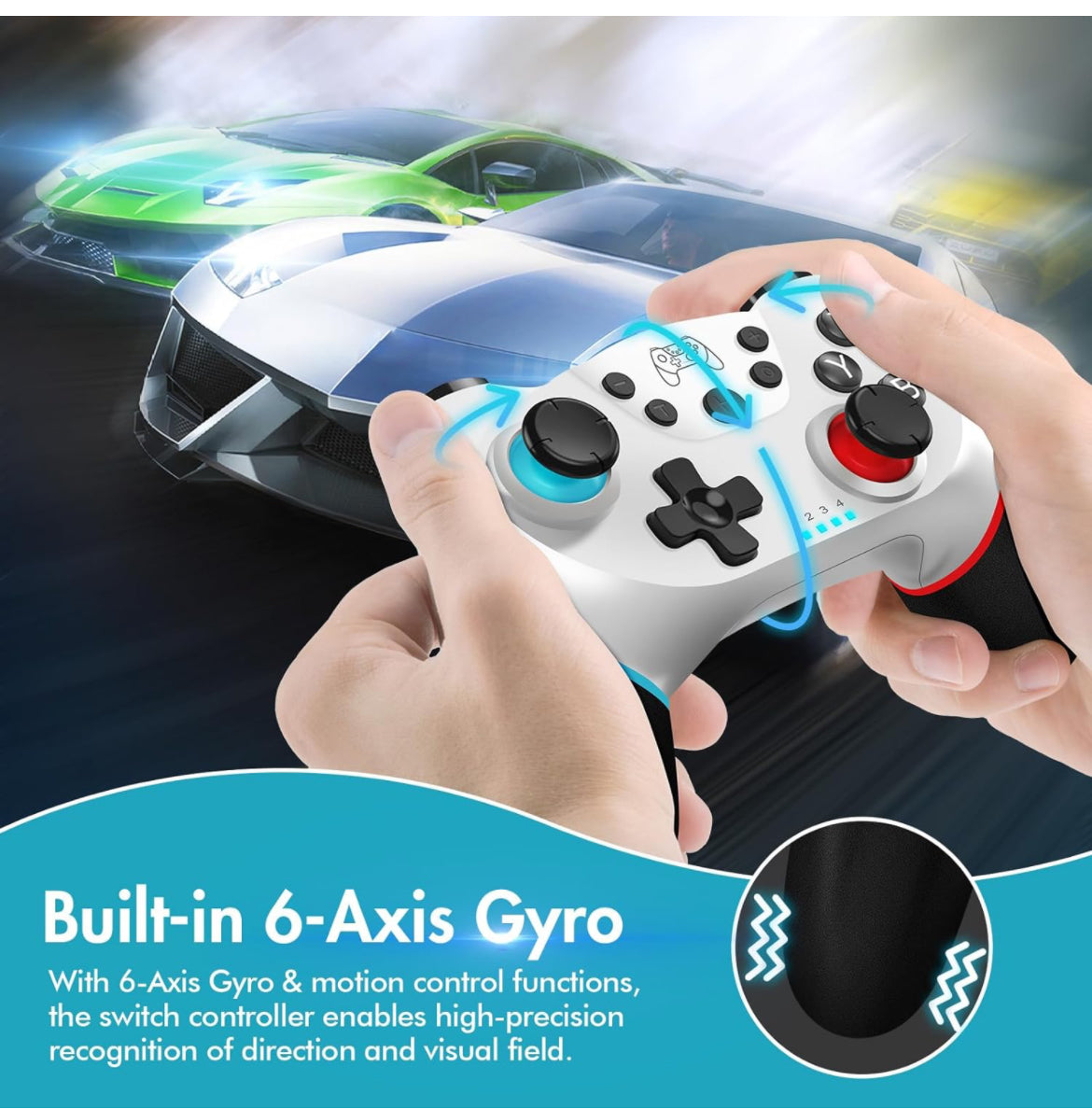 Controller for Switch, Wireless Pro Controller for Switch Lite, Controller for Switch Remote Gamepad Joystick, Turbo and Dual Vibration (White)