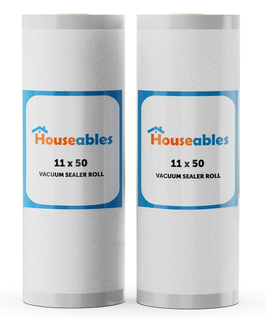Bolsas al vacio -Houseables Bolsas selladoras al vacío, rollos de ahorro de alimentos, bolsa de sellado Sous Vide, 11 pulgadas x 50 pies, paquete de 2, resistente, rollo sellado al vacío