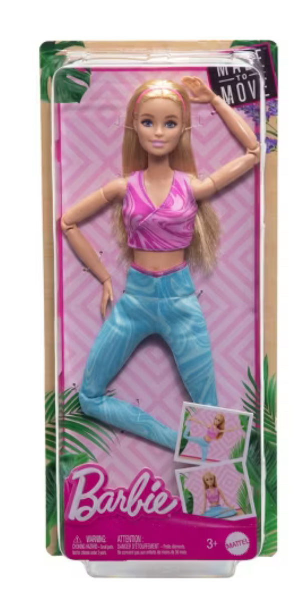 Muñeca de moda rubia Barbie hecha para mover con camiseta y pantalones deportivos extraíbles (exclusivo de Target)