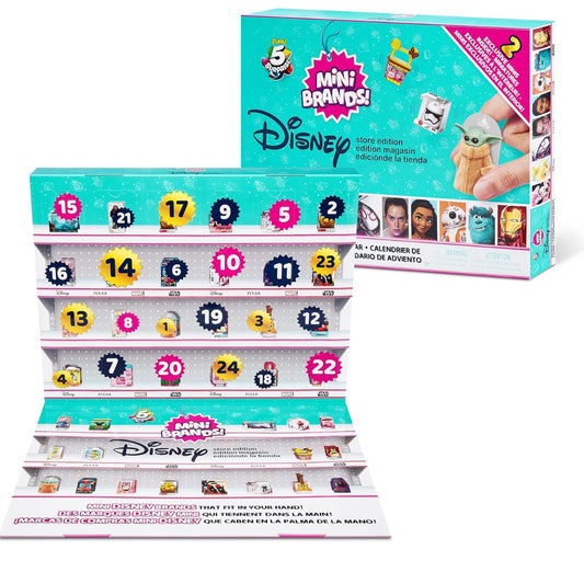 Mini Brands Disney Minis by ZURU Calendario de Adviento de edición limitada con 4 miniaturas exclusivas, juguetes coleccionables misteriosos viene con 24 miniaturas