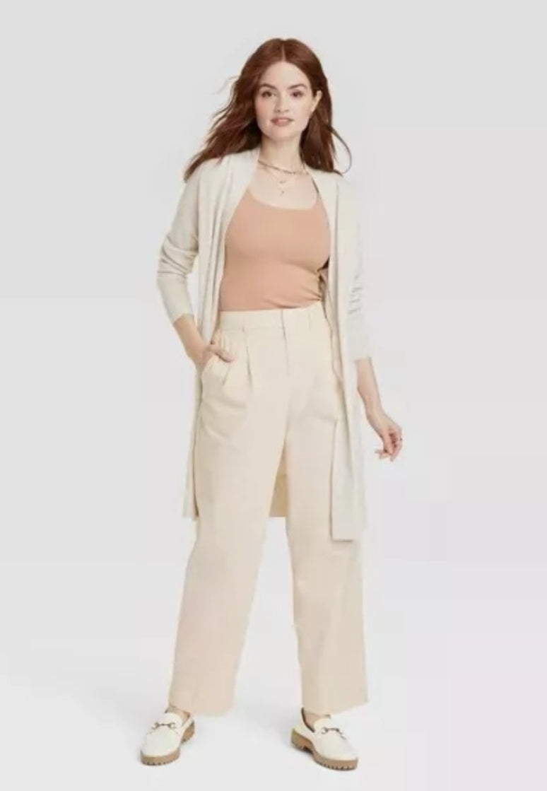 Pantalones ligeros para mujer -A New Day -tiro alto ajuste regular plisados delanteros talla 12-R