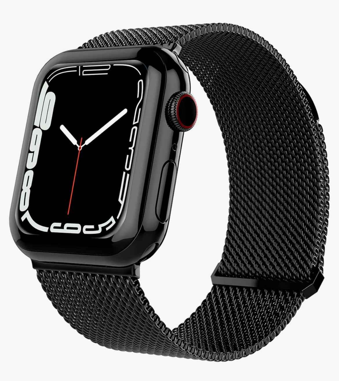 TALK WORKS - Correa de reloj extensible compatible con la serie Apple Watch, cierre magnético, correa de malla de acero inoxidable de ajuste cómodo para mujeres y hombres