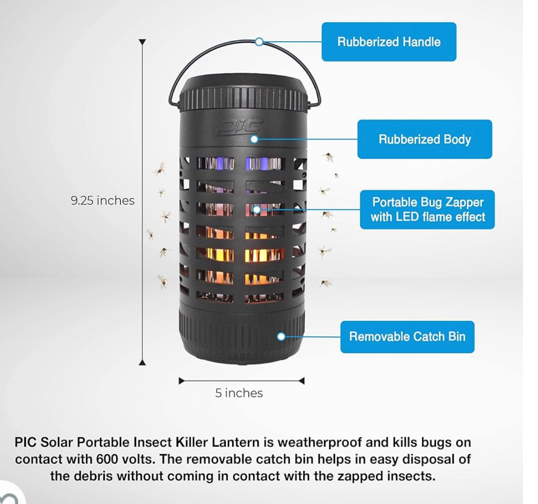 PIC Linterna portátil para matar insectos, exterminador de insectos para exteriores, linterna multiusos de modo LED dual, cobertura de ½ acre