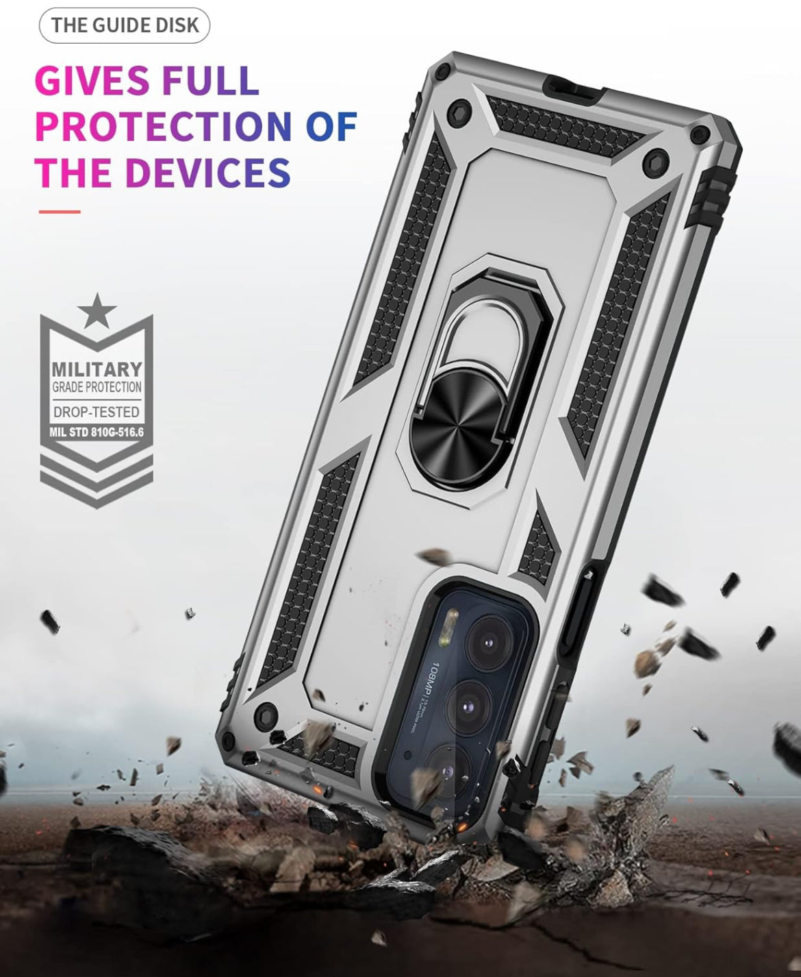 Case / estuche  del teléfono Compatible with Motorola Moto Borde 20 Case teléfono móvil con estuche de anillo magnético, protección a prueba de golpes de servicio pesado Compatible with Motorola Moto Borde 20 cu