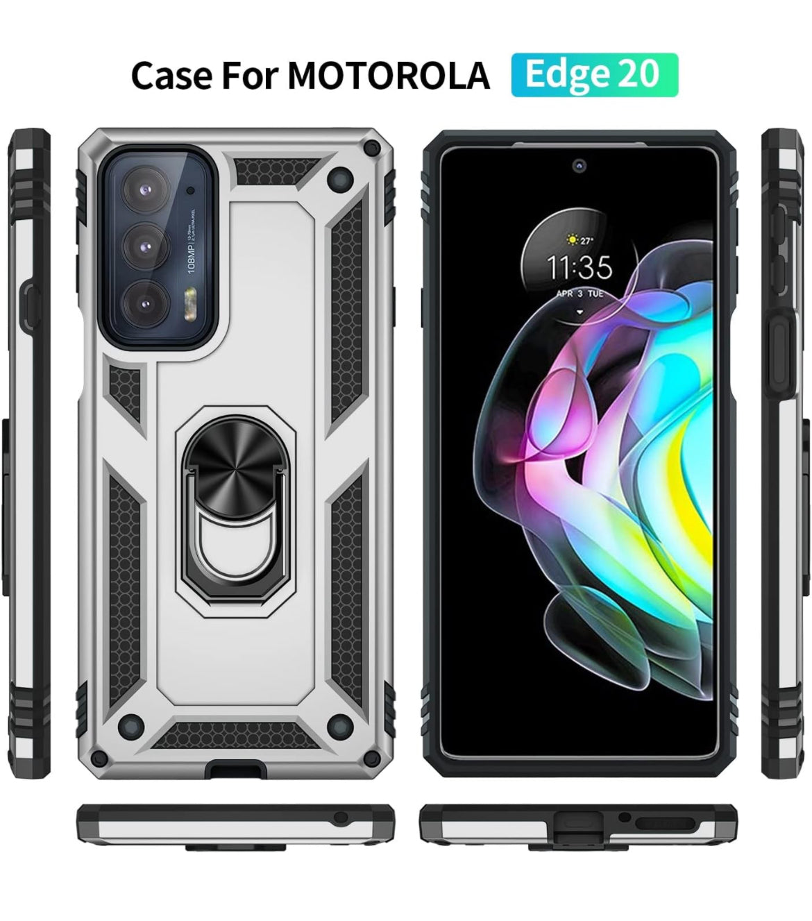 Case / estuche  del teléfono Compatible with Motorola Moto Borde 20 Case teléfono móvil con estuche de anillo magnético, protección a prueba de golpes de servicio pesado Compatible with Motorola Moto Borde 20 cu