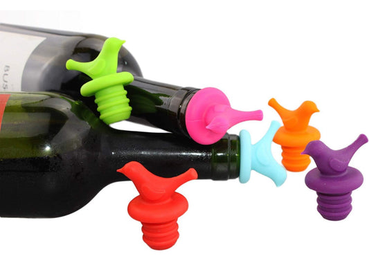 Little Bird Tapón para botella de vino, tapón de silicona reutilizable para botella de bebidas, tapa de salida de vino, bonitos adornos de vino para conservador, juego de 3