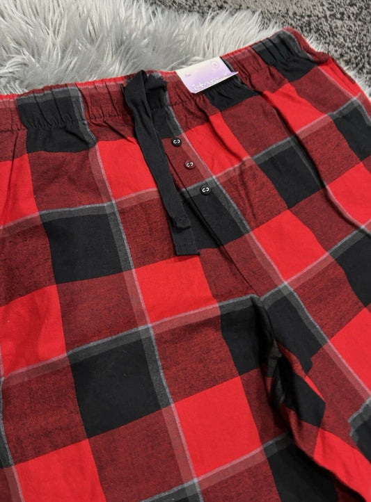 Pantalones de pijama de algodón a cuadros rojos y negros medianos - Talla XL - Stars Above para mujer