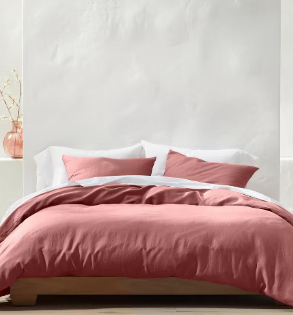 Juego de edredón y funda de lino - Casaluna™ para Duvet- tamaño King - color Rose