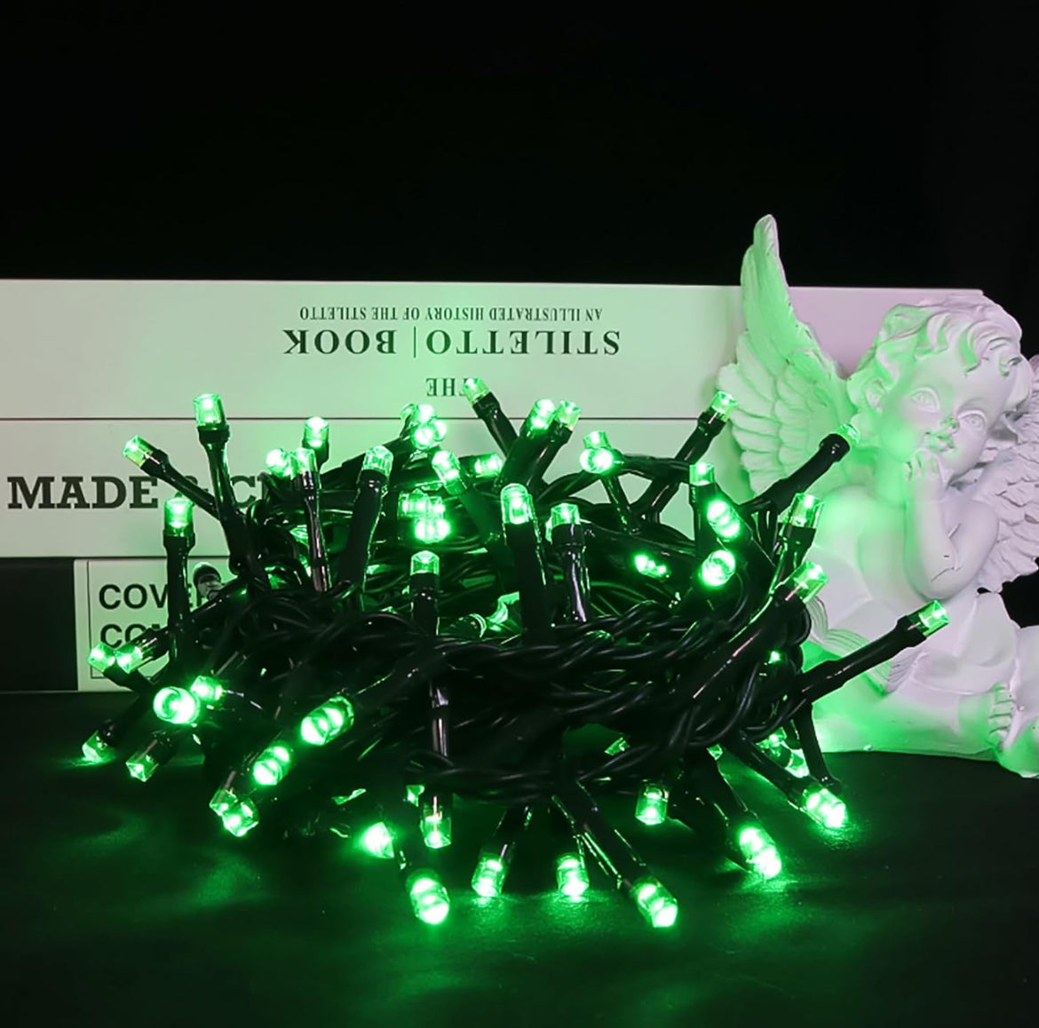 Luces LED verdes de Navidad, mini tira de luces verdes enchufables, 8 modos de luces verdes de Navidad al aire libre para árbol de decoración de fiesta del día de San Patricio, 100 LED de 8 pies