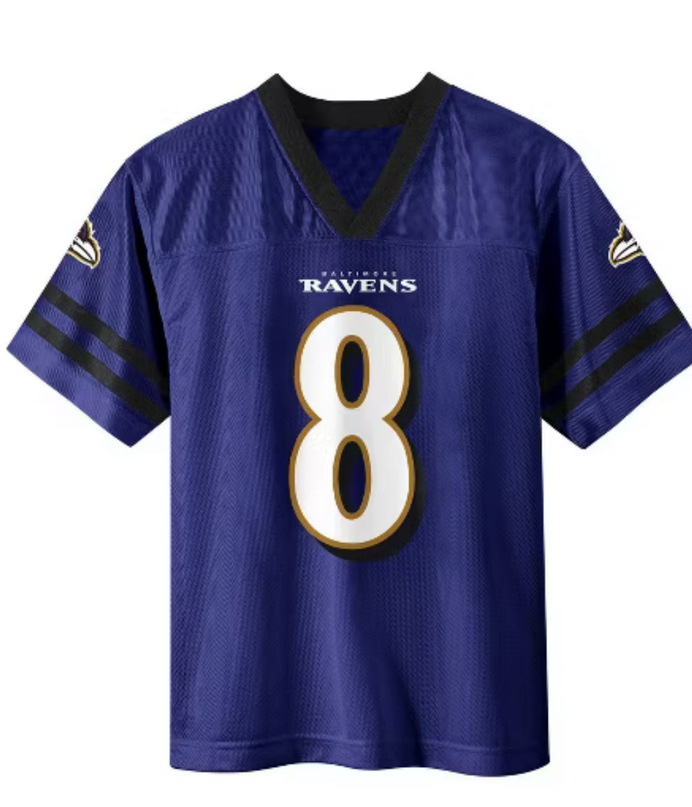 Camiseta de manga corta Lamar Jackson para niños de los NFL Baltimore Ravens- Talla Xl (16/18)