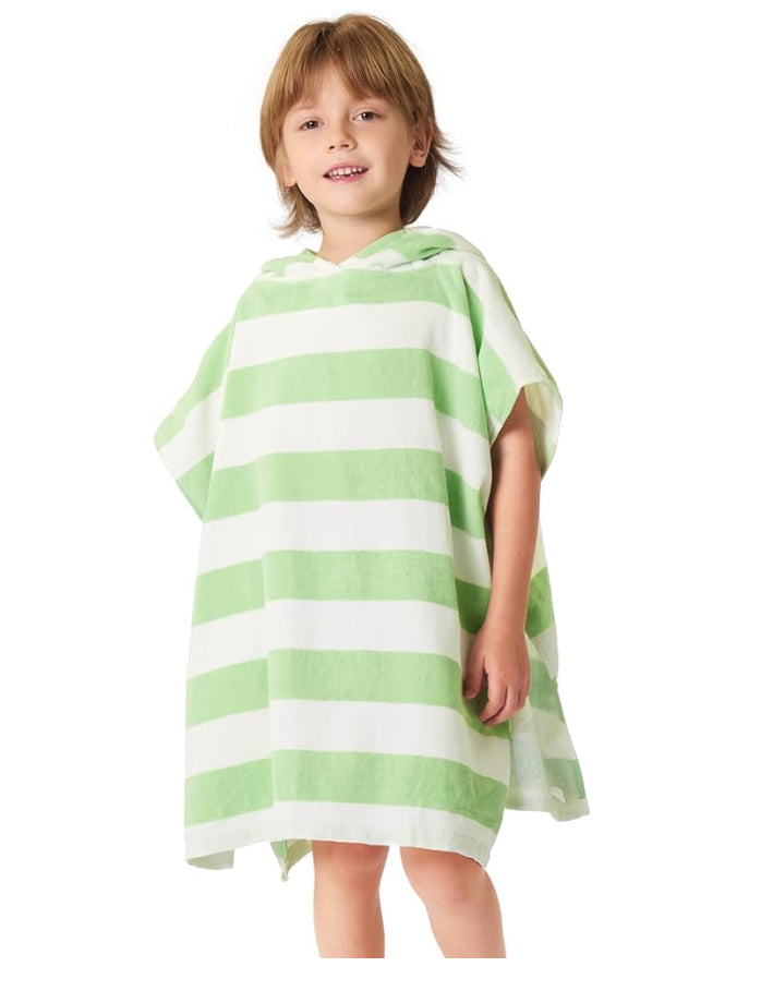 Toalla de baño tipo poncho con capucha, ultra suave y absorbente, toalla de playa de algodón a rayas de algodón para niños de 2 a 6 años (2-6, verde)