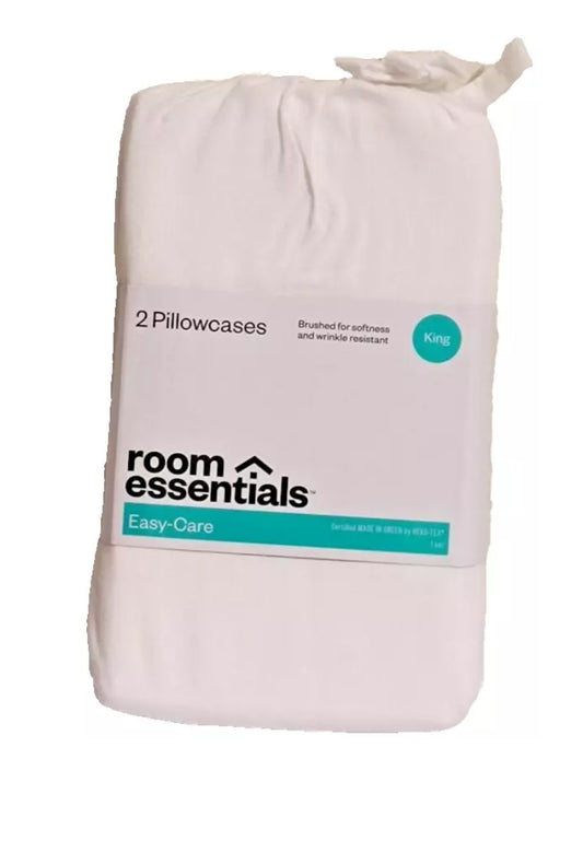 2 fundas de almohada Jersey Room Essentials blanco puro talla king