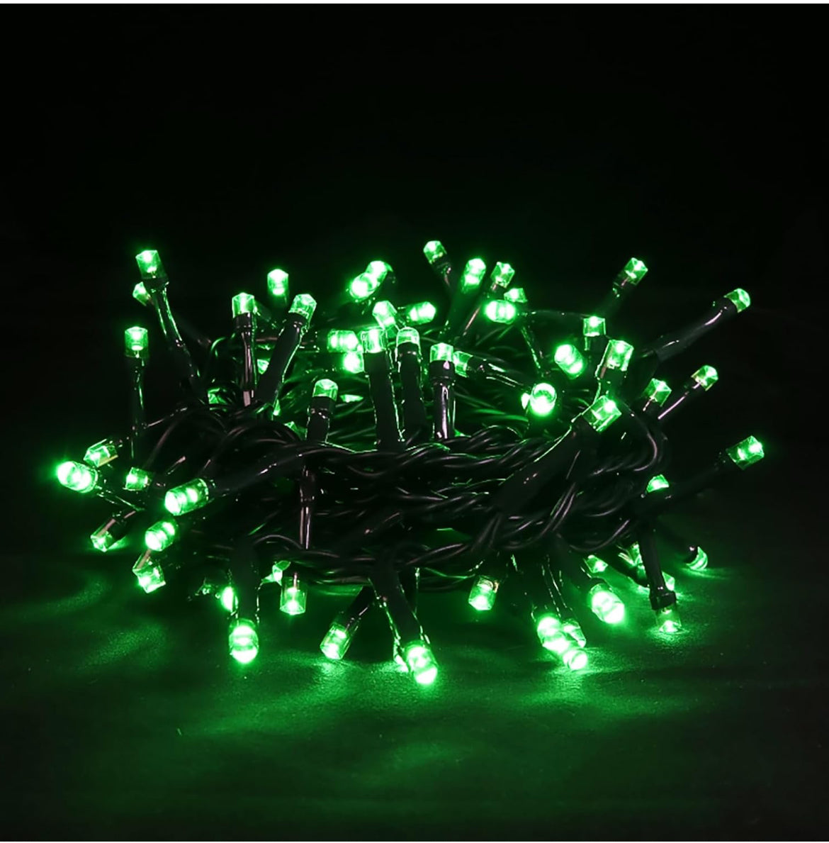 Luces LED verdes de Navidad, mini tira de luces verdes enchufables, 8 modos de luces verdes de Navidad al aire libre para árbol de decoración de fiesta del día de San Patricio, 100 LED de 8 pies