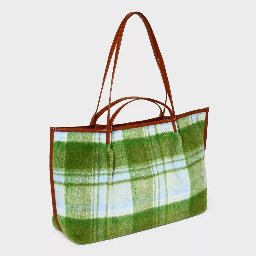 Bolso de mano artesanal a cuadros - verde - Universal Thread