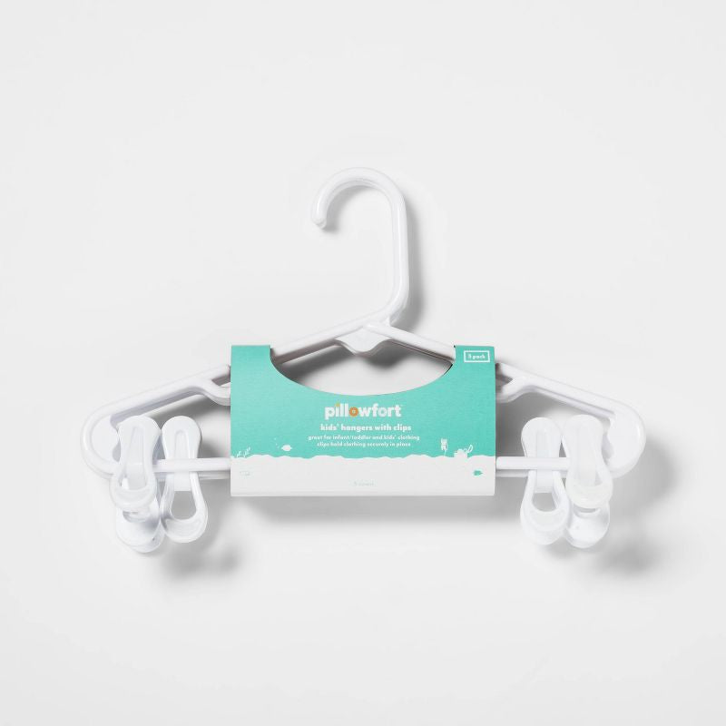 Percha blanca para niños de 3 pk con clips - Pillowfort™