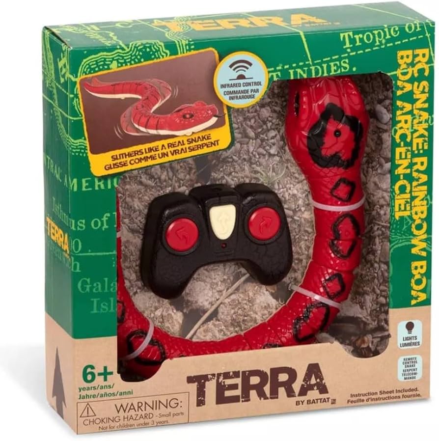 Terra by Battat Boa arcoíris - Serpiente de control remoto infrarrojo con ojos iluminados - Juguetes electrónicos de animales y juegos para niños de 6 años en adelante