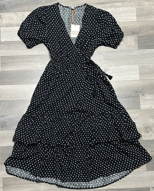 Vestido envolvente Knox Rose para mujer manga corta negro a lunares - Talla XS
