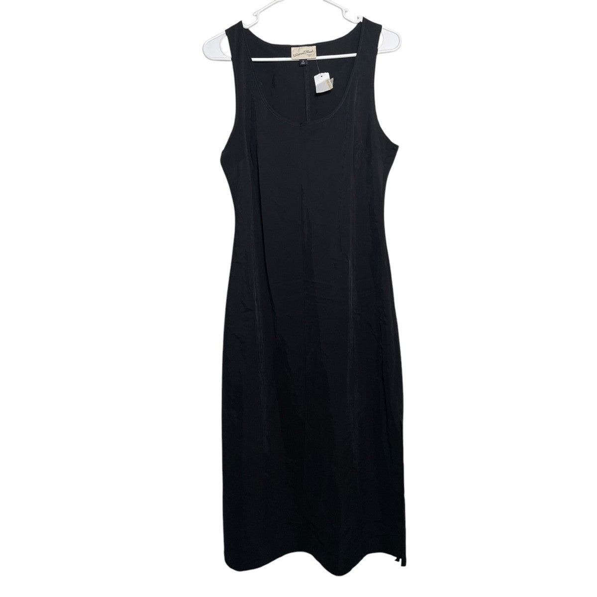 Vestido de hilo universal para mujer, mediano negro con abertura, cambio, sin mangas talla M