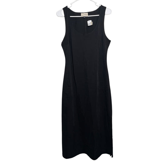 Vestido de hilo universal para mujer, mediano negro con abertura, cambio, sin mangas talla M
