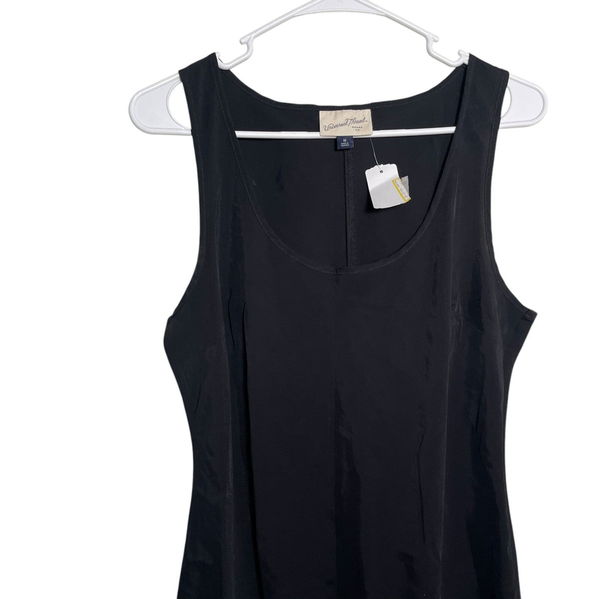 Vestido de hilo universal para mujer, mediano negro con abertura, cambio, sin mangas talla M