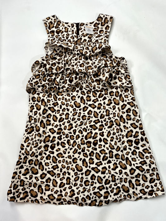 Vestido - Gymboree Parisino Chic Niñas Saltador con volantes Vestido Leopardo Animal - talla 8