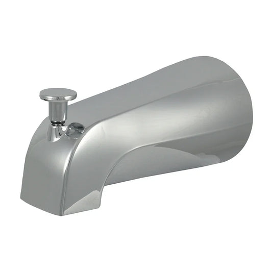 Caño para bañera de metal Mainstays con desviador en cromo, 5,25" de longitud x 2,5" de altura x 2,5" de ancho x 0,7 lb. Peso